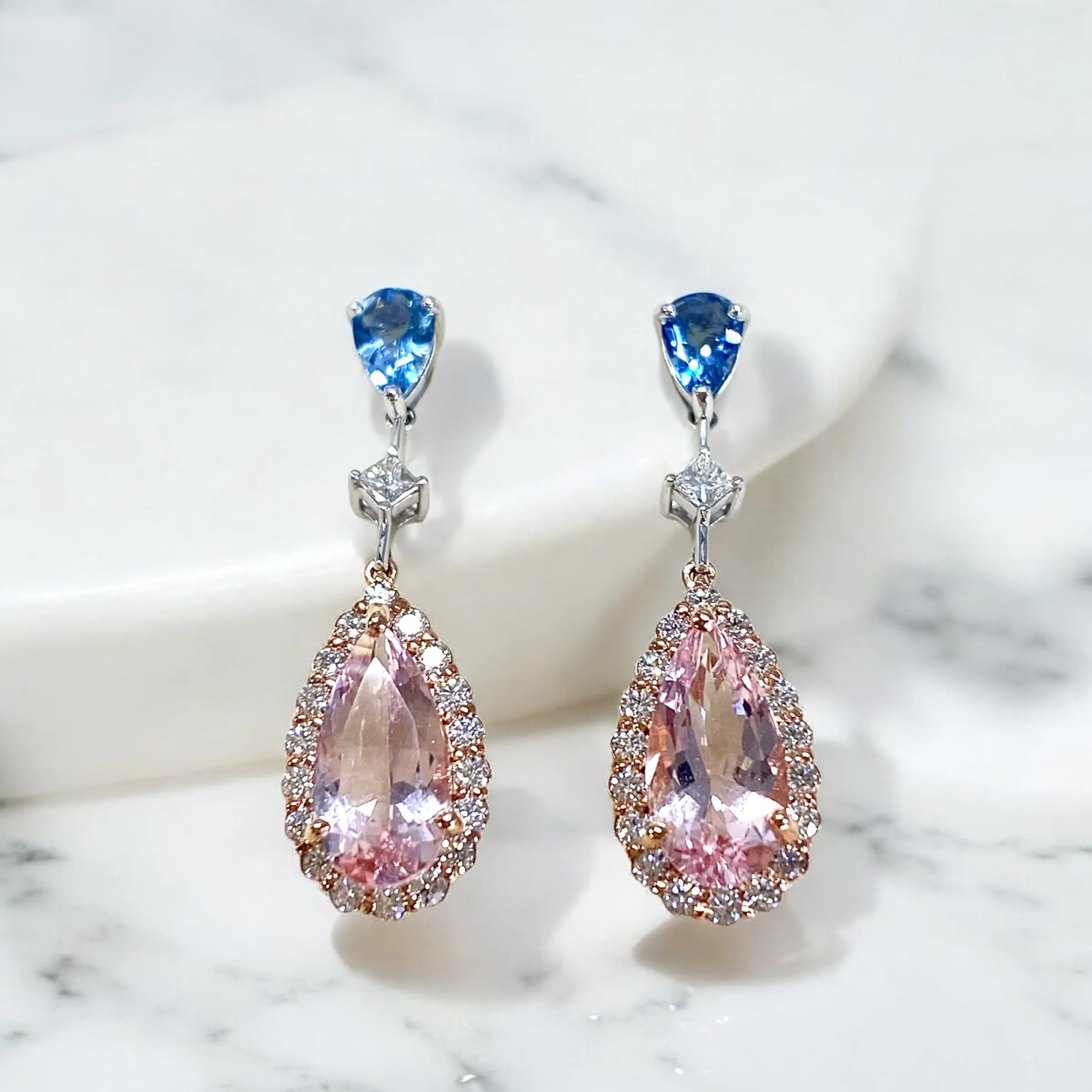 アクアマリン モルガナイト ダイヤモンド ピアス | GURALA